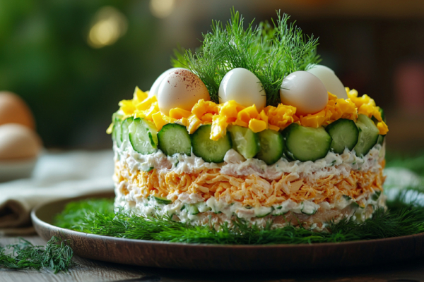 Вместо цезаря и оливье готовлю &laquo;Пасхальный кулич&raquo; &mdash; необычный салат с курочкой и сухариками. Находка для пасхального стола