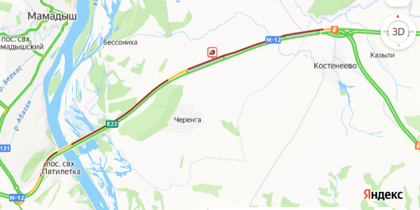 Пробка на&nbsp;трассе под Мамадышем растянулась на&nbsp;15 километров