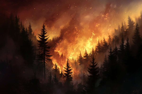 Мощные лесные пожары бушуют в Испании и Франции