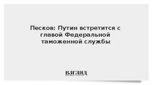 Песков: Путин встретится с главой Федеральной таможенной службы