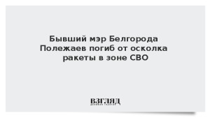 Бывший мэр Белгорода Полежаев погиб от осколка ракеты в зоне СВО