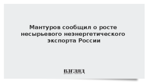 Мантуров сообщил о росте несырьевого неэнергетического экспорта России