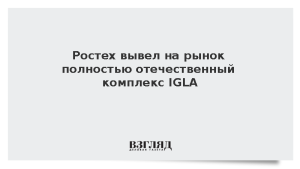 Ростех вывел на рынок полностью отечественный комплекс IGLA