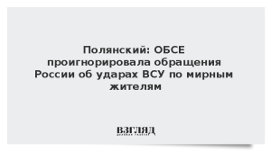 Полянский: ОБСЕ проигнорировала обращения России об ударах ВСУ по мирным жителям
