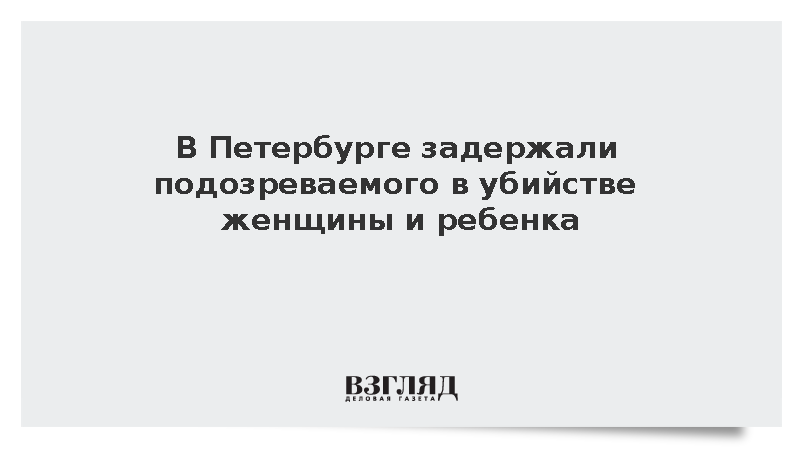 В Петербурге задержали подозреваемого в убийстве женщины и ребенка