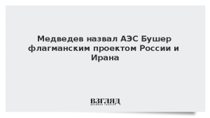Медведев назвал АЭС Бушер флагманским проектом России и Ирана