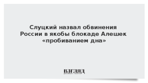 Слуцкий назвал обвинения России в якобы блокаде Алешек «пробиванием дна»