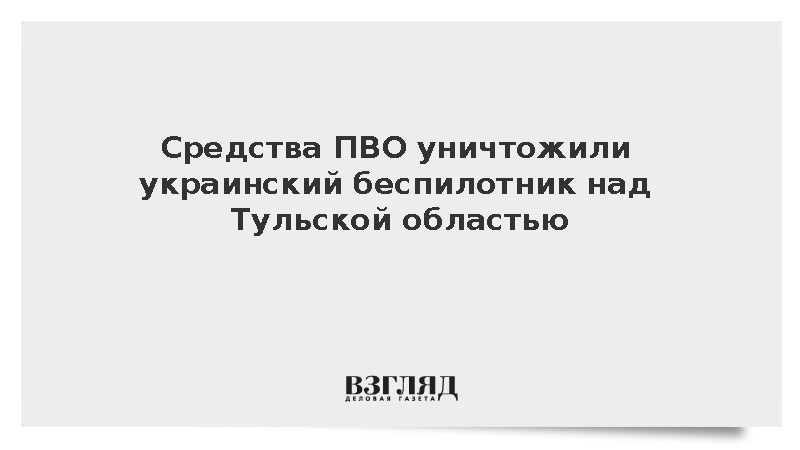 Средства ПВО уничтожили украинский беспилотник над Тульской областью